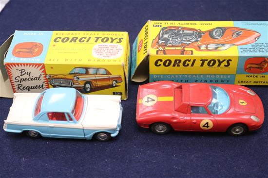 Eight boxed Corgi cars and a Marx remote controlled car